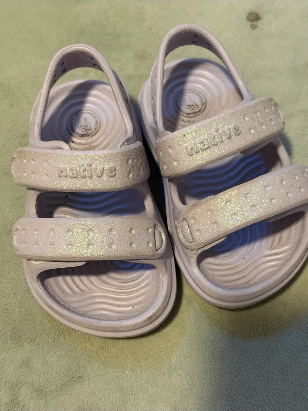 Native Kids Glitter Pale Pink Hook-and-Loop Sandals